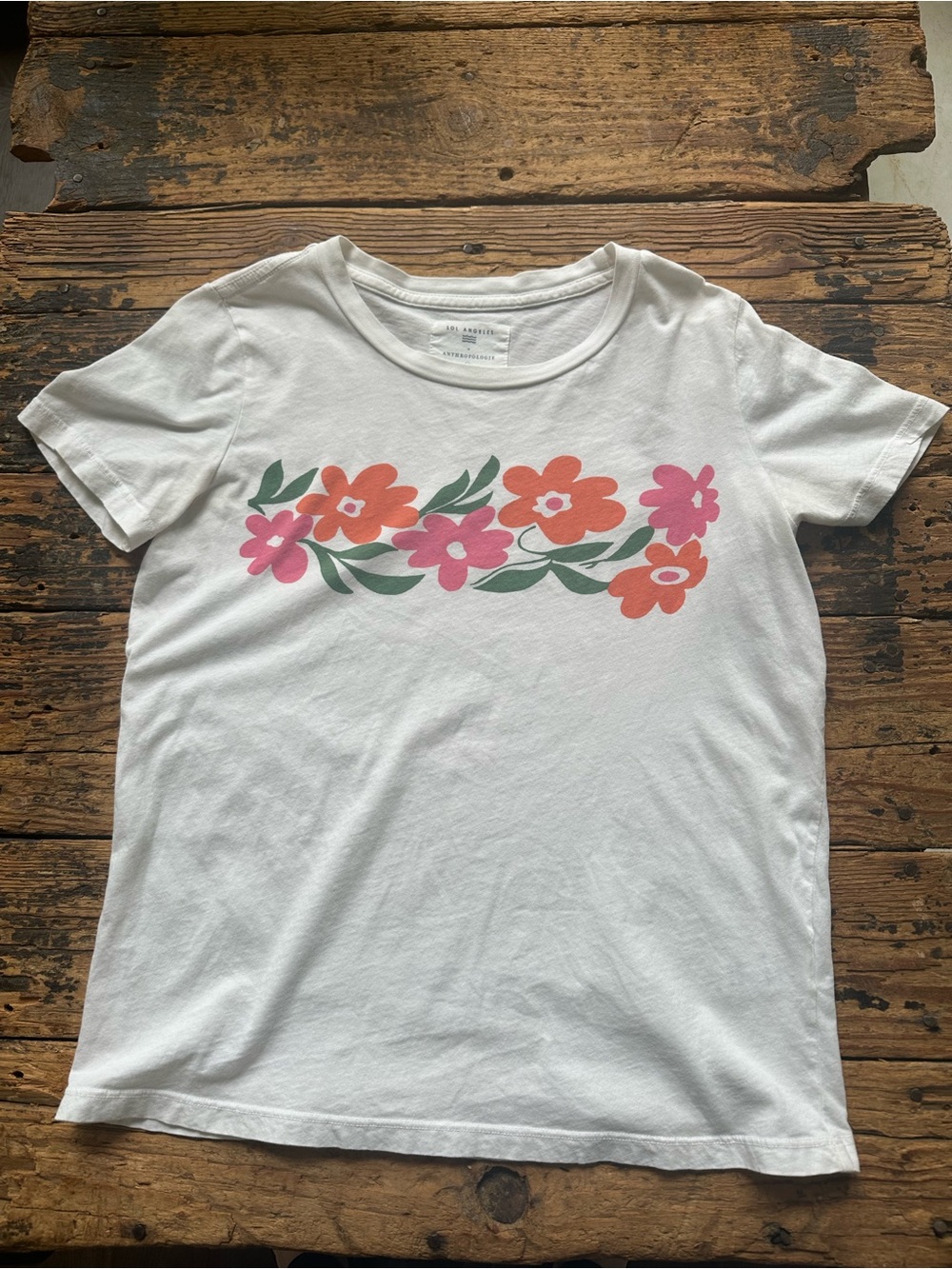 Sol Angeles x Anthropologie White and Floral Graphic Tee - Women’s Medium